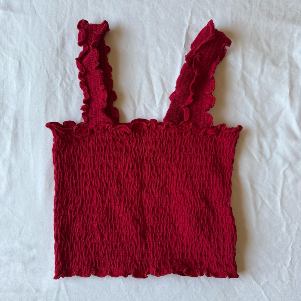 Hollister red Smocked Tank Top
